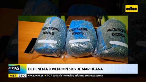 Detienen a joven con casi 3 kilos de marihuana - ABC Noticias - ABC Color