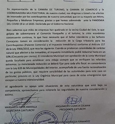 Solicitan reducción en patentes e impuestos en Franco