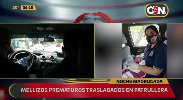 Bebés prematuros son trasladados en patrullera hasta un hospital