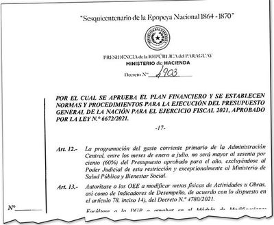 Recorte parcial del 3% en PGN 2021, por gastos que aún no tienen financiamiento - Nacionales - ABC Color