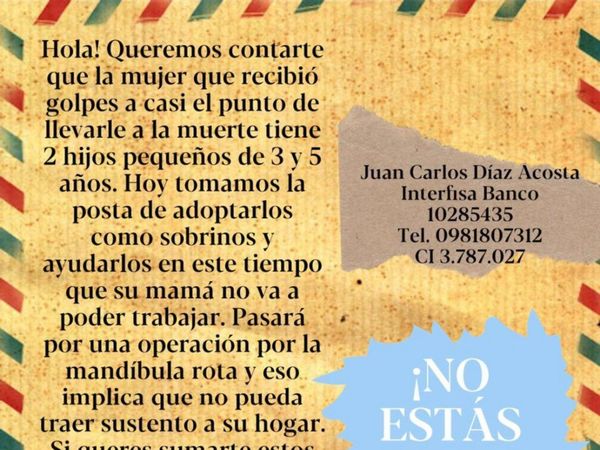 "No estás sola": Campaña solidaria para la mujer que fue brutalmente golpeada