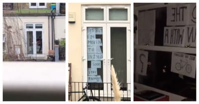 Pega carteles en su ventana para declararse a su vecino y su respuesta le rompe el corazón - C9N