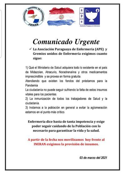Enfermeras alzan su voz de protesta debido a la crítica situación