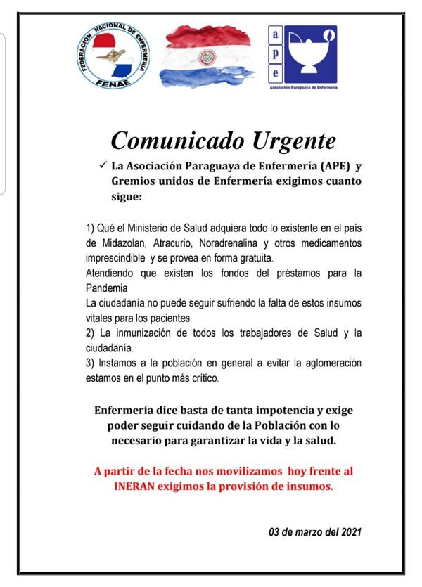 Enfermeras alzan su voz de protesta debido a la crítica situación