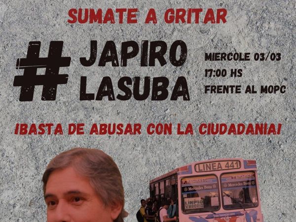 Manifestación frente al MOPC ante anuncio de paro de colectivos