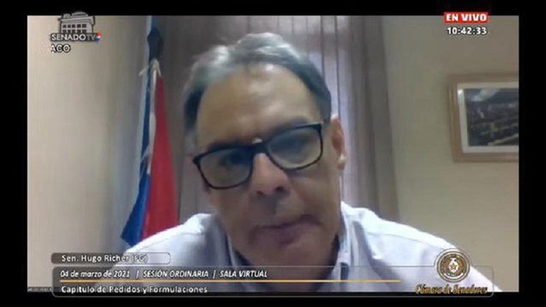 Senador Richer no descartó avanzar hacia juicio político a Abdo y pide renuncia de Mazzoleni