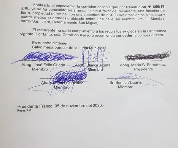 Borronean firma de concejales para dejar sin efecto permiso para compra directa de terreno