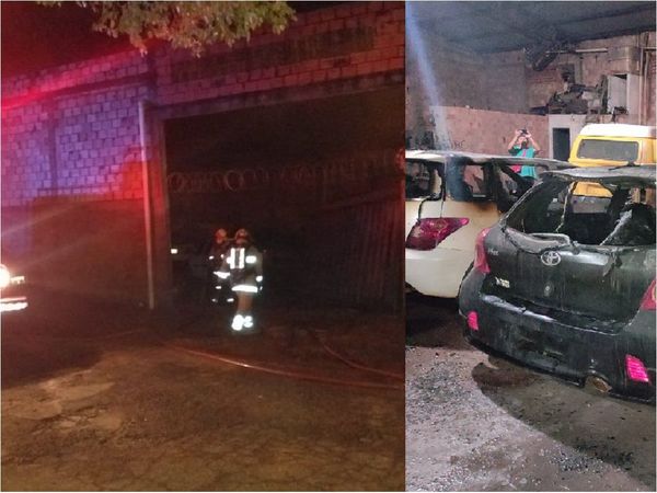 Incendio de taller destruye varios vehículos en Presidente Franco