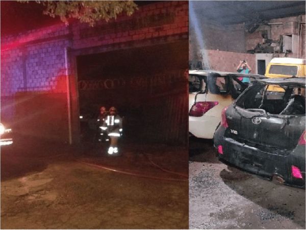 Incendio de taller destruye varios vehículos en Presidente Franco
