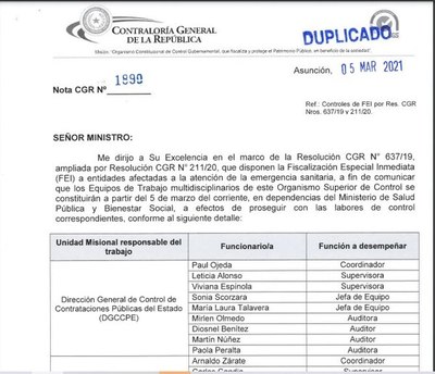 Equipo auditor se instala en Ministerio de Salud: fiscalizarán nuevas compras  - Nacionales - ABC Color