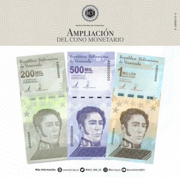 ¡52 centavos de dólar! Venezuela lanza un billete de 1 millón de bolívares