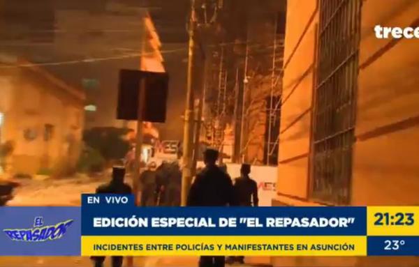 Incidentes y destrozos en el microcentro asunceno