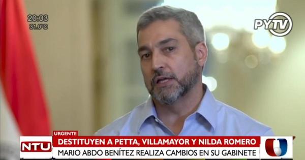 Mario Abdo destituye a Petta, Villamayor y Nilda Romero