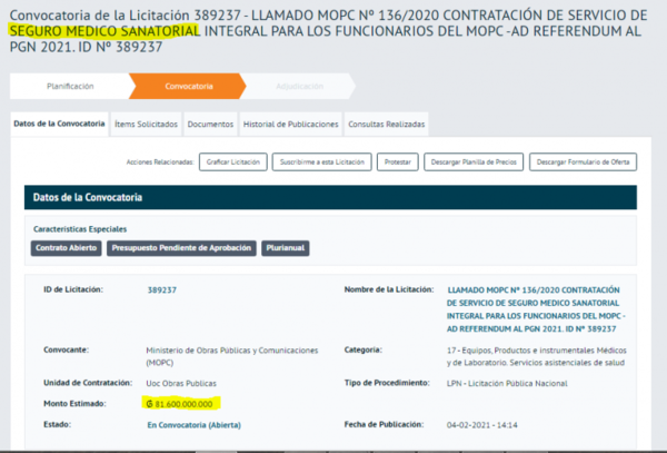 En medio del colapso del sistema público, Presidencia licita seguros VIP por US$ 12 millones