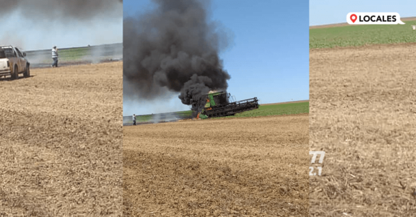 INCENDIO TOTAL DE UNA COSECHADORA