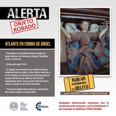 Cultura alerta sobre robo de escultura de más de 500 años de antigüedad - Nacionales - ABC Color