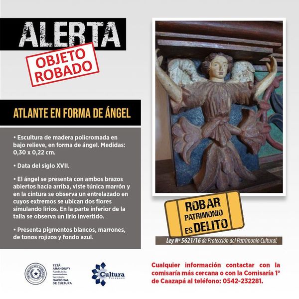 Cultura alerta sobre robo de escultura de más de 500 años de antigüedad - Nacionales - ABC Color