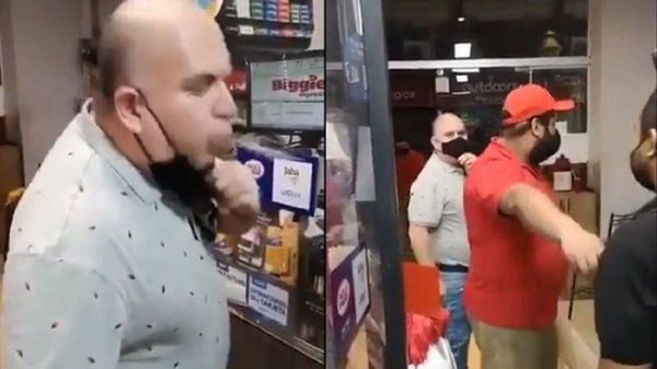 Seccionalero prepotente escupe a guardia que le pide lavarse las manos