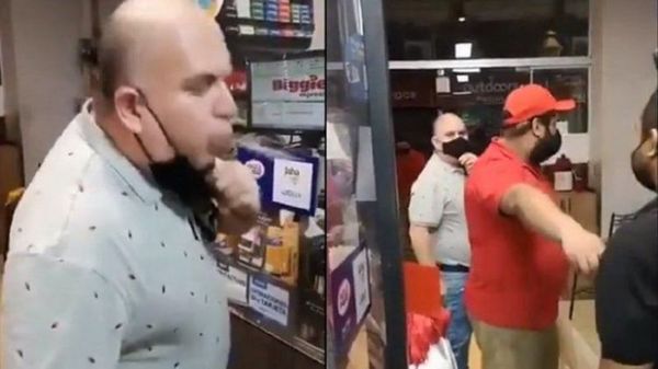 Seccionalero prepotente escupe a guardia que le pide lavarse las manos