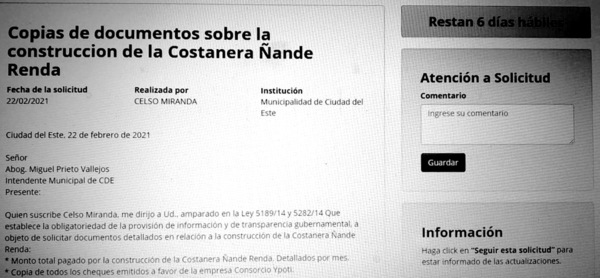 Kelembu pide suspender la obra de la costanera hasta tener los documentos