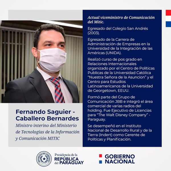 Saguier Caballero Bernades, ministro interino del Mitic - Nacionales - ABC Color