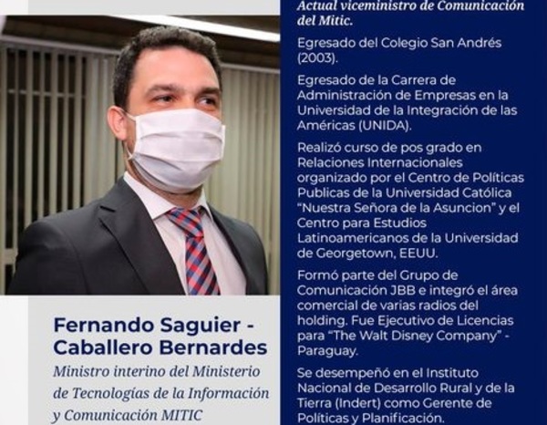 Designan Saguier Caballero como ministro interino de Comunicación.