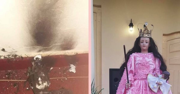 La Nación / Restauran imagen de Virgen del Rosario que fue quemada por un inadaptado