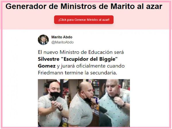 Humor ante crisis: Con juego eligen al azar a ministros de Mario Abdo