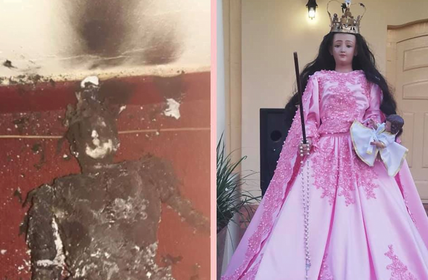 Restauran imagen de Virgen del Rosario que fue quemada por un inadaptado - Noticiero Paraguay