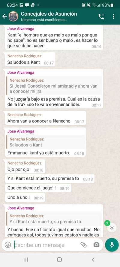 Filtran chat de WhatsApp en el que Nenecho “desafía” a concejales