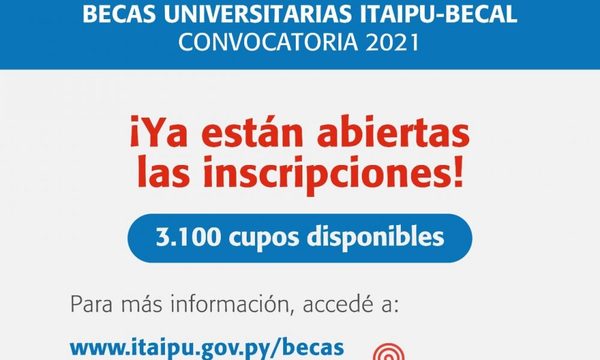Abren inscripción para becas de Itaipu