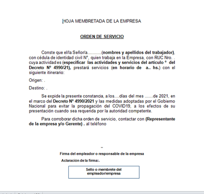Publican “modelo de constancia laboral” para la circulación de trabajadores en horario restringido - Nacionales - ABC Color