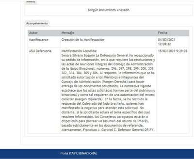 Itaipú se niega a brindar documentos de actas y resoluciones a la prensa - Nacionales - ABC Color