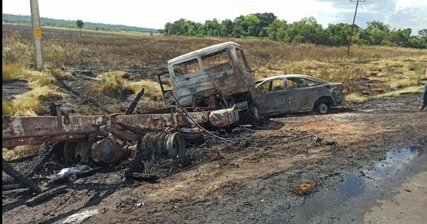 Quema de pastizal provoca quíntuple choque en Carayaó