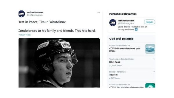Jugador ruso de hockey muere tras ser golpeado por el disco