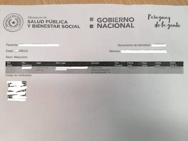 Detectan adulteración de prueba del COVID-19 a un pasajero argentino en el Aeropuerto Silvio Pettirossi