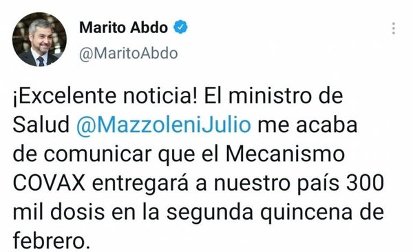 Diario HOY | Abdo anunció vacunas para febrero, dinero estuvo en cuenta errónea hasta marzo