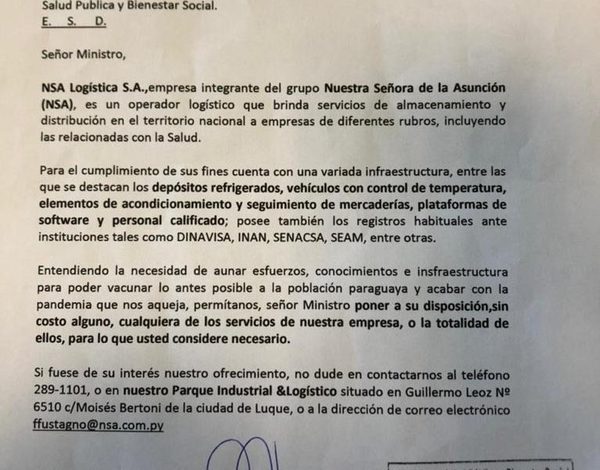 Sector privado ofrece servicio logístico para vacunas de manera gratuita