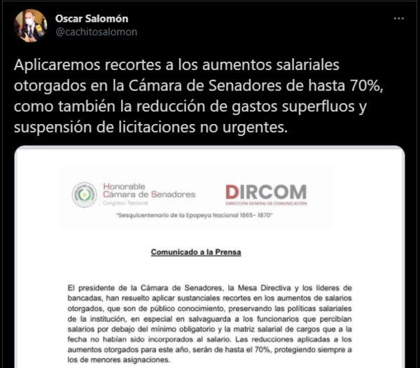 Senado recortará aumentos salariales | El Independiente
