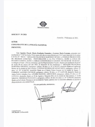 Fiscalía pide detención a presuntos supuestos de quema de sede partidaria, entre ellos los apuntados por la ANR - Nacionales - ABC Color