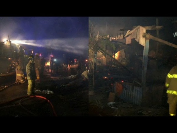 BOMBEROS LOGRAN CONTROLAR INCENDIO DE 3 VIVIENDAS EN CRUCE KIMEX