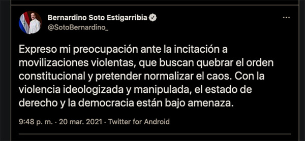 Fuertes declaraciones del Ministro de Defensa, Gral. Soto Estigarribia. | OnLivePy