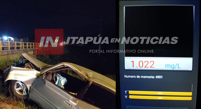ALCOHOLIZADO CHOCÓ CONTRA LA BARANDA DE UN PUENTE SOBRE RUTA 6