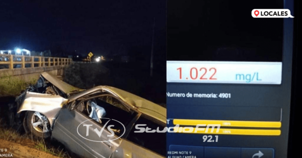 ACCIDENTE: TOTALMENTE EBRIO, CASI CAE AL ARROYO