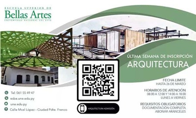 Viernes vence plazo para inscripción a carrera de Arquitectura de la UNE