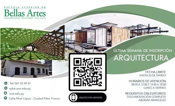 Viernes vence plazo para inscripción a carrera de Arquitectura de la UNE