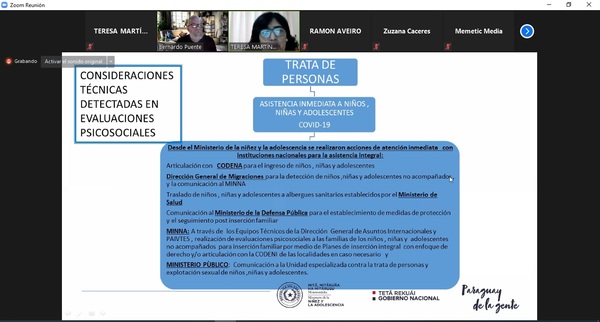 Ministra expuso sobre la situación de adolescentes no acompañados que retornaron al país | .::Agencia IP::.