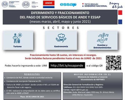Sectores afectados podrán registrarse para diferir pago de servicios básicos