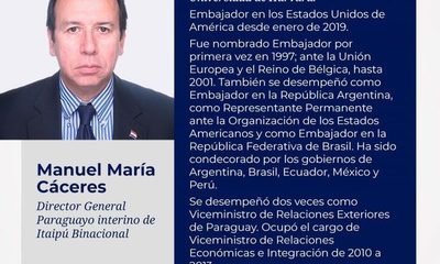 Designan a Manuel María Cáceres como nuevo director interino de Itaipu