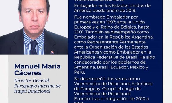 Designan a Manuel María Cáceres como nuevo director interino de Itaipu